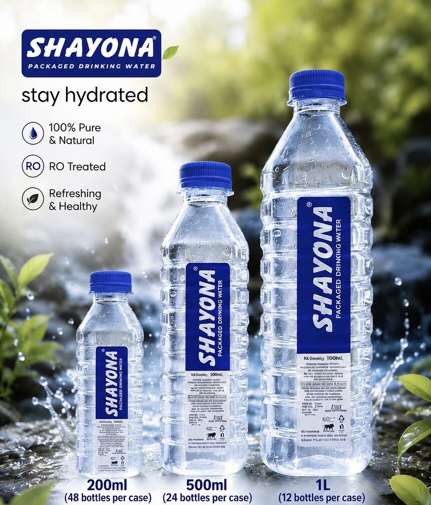 A Shayona product sheet showing the 200 millilitre, 500 millilitre and one litre bottles