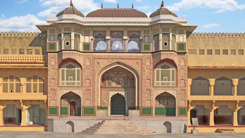 A digital model of Ganesh Pol, Amber
