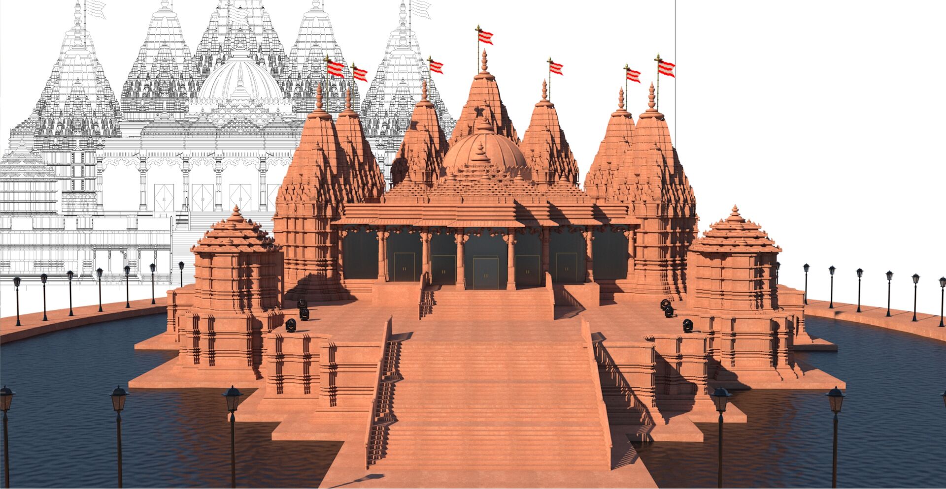 A digital model of BAPS Hindu Mandir